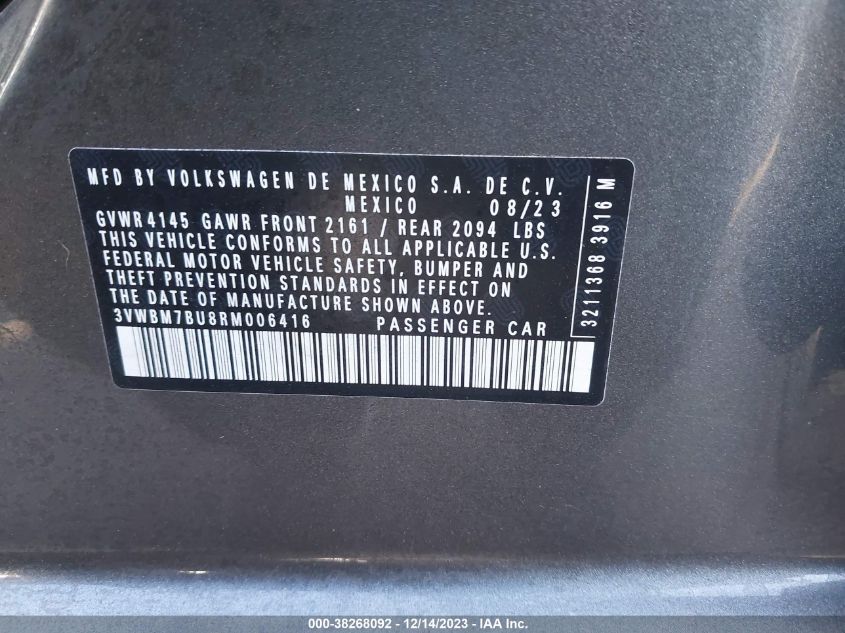 2024 VOLKSWAGEN JETTA 1.5T SPORT - 3VWBM7BU8RM006416