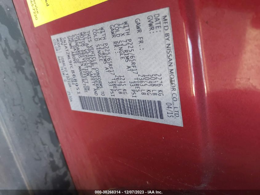 2015 NISSAN ROGUE S - 5N1AT2ML9FC868951