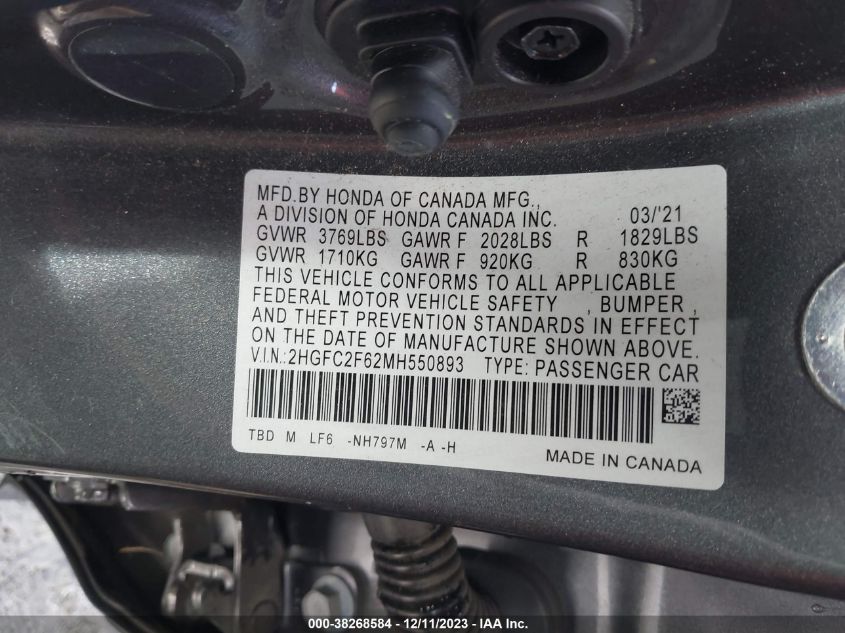 2021 HONDA CIVIC LX - 2HGFC2F62MH550893