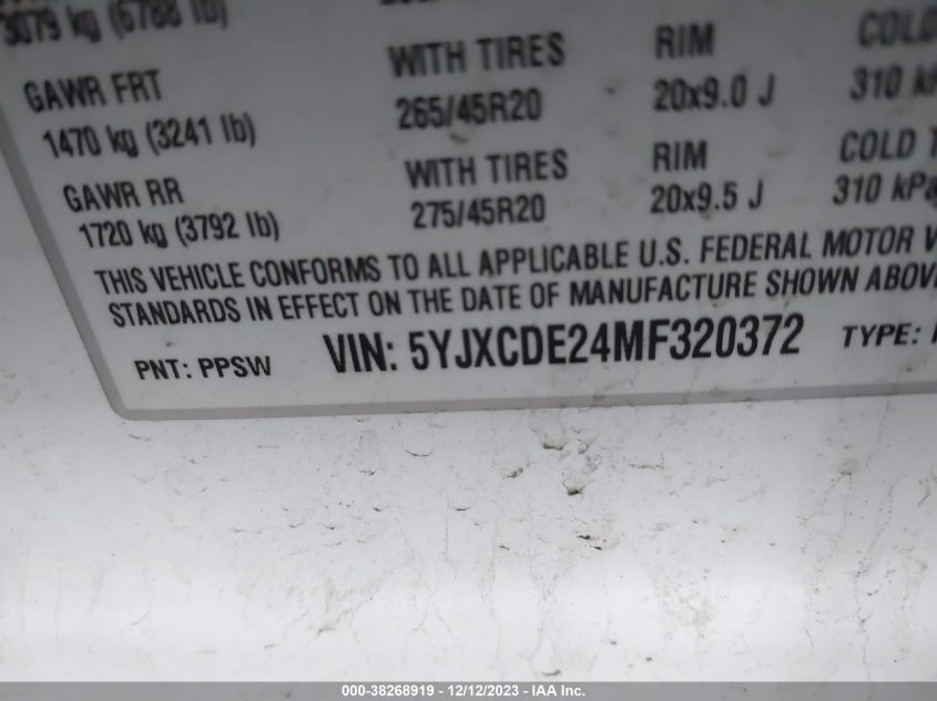 2021 TESLA MODEL X - 5YJXCDE24MS320372