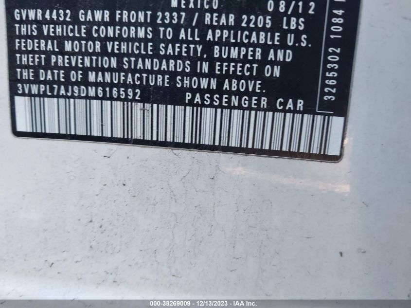 2013 VOLKSWAGEN JETTA SPORTWAGEN 2.0L TDI - 3VWPL7AJ9DM616592