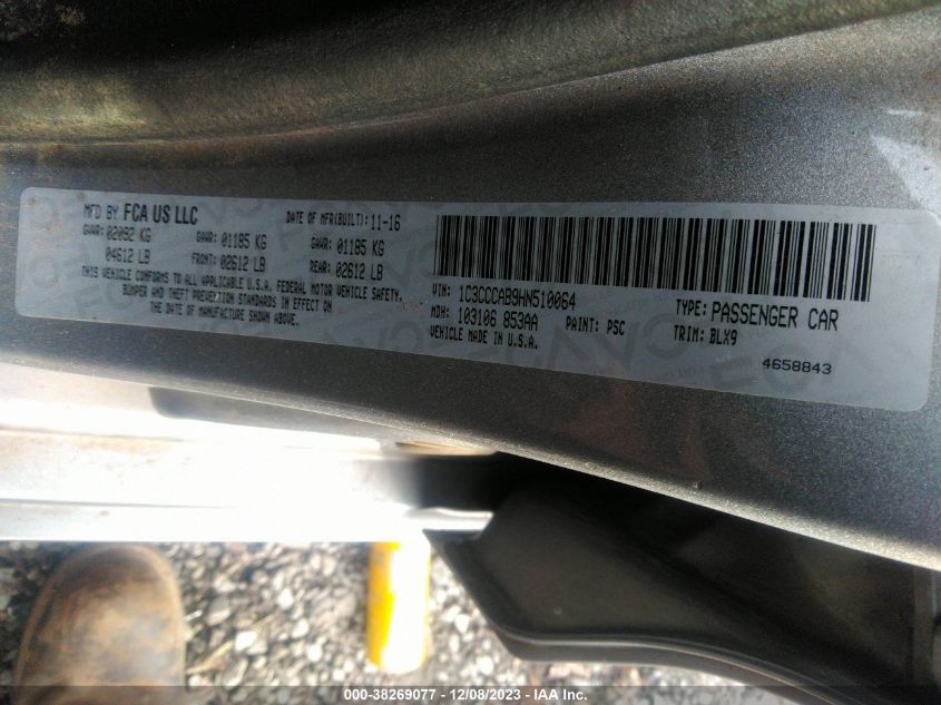 2017 CHRYSLER 200 LIMITED - 1C3CCCAB9HN510064