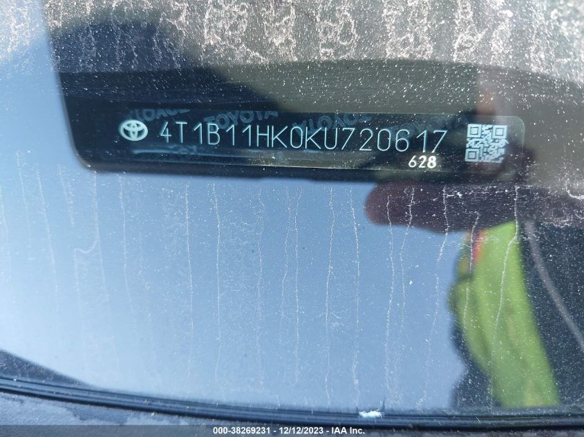 2019 TOYOTA CAMRY L/LE/XLE/SE/XSE - 4T1B11HK0KU720617