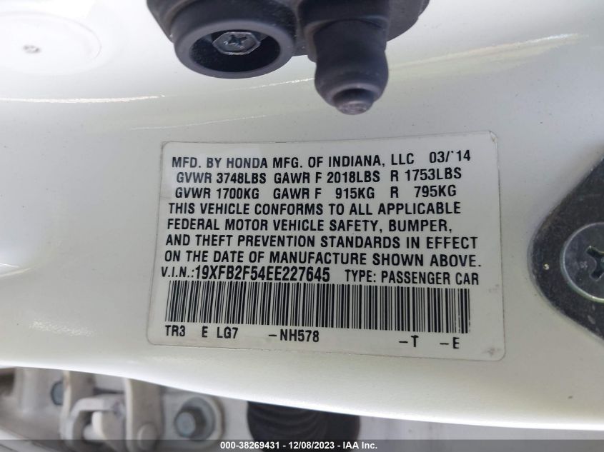 2014 HONDA CIVIC LX - 19XFB2F54EE227645