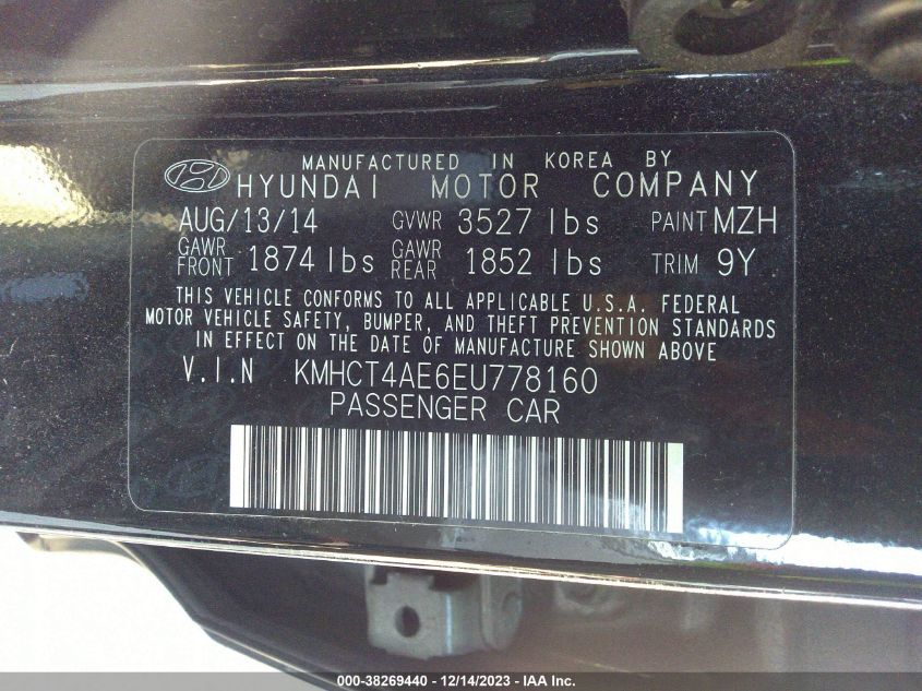 2014 HYUNDAI ACCENT GLS - KMHCT4AE6EU778160