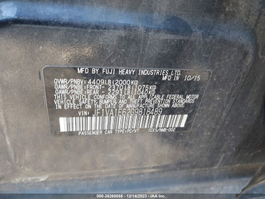 2016 SUBARU WRX PREMIUM - JF1VA1E62G9818489
