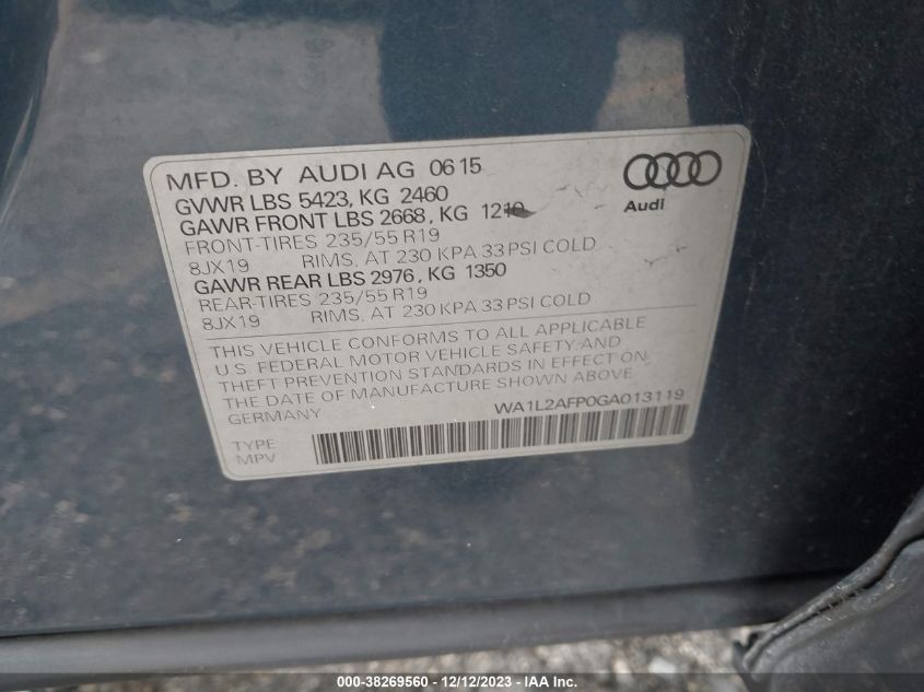 WA1L2AFP0GA013119 2016 AUDI Q5, photo no. 9