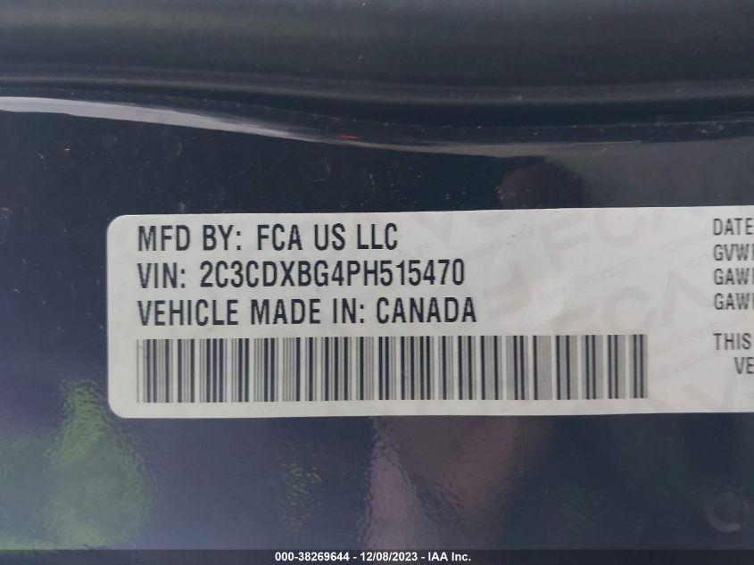 2023 DODGE CHARGER SXT - 2C3CDXBG4PH515470