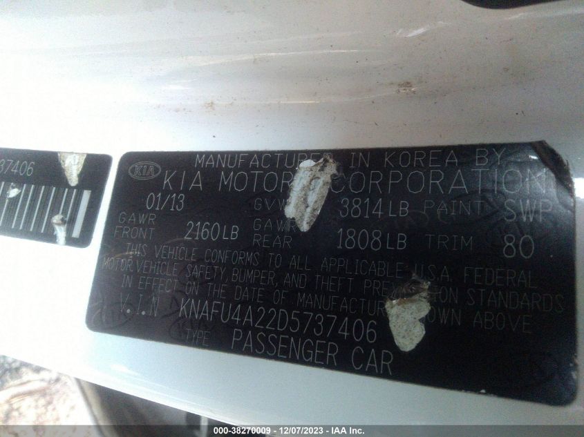 2013 KIA FORTE EX - KNAFU4A22D5737406