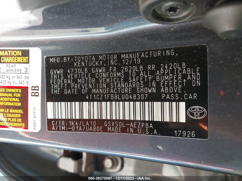 2020 TOYOTA AVALON LIMITED - 4T1CZ1FB8LU048307