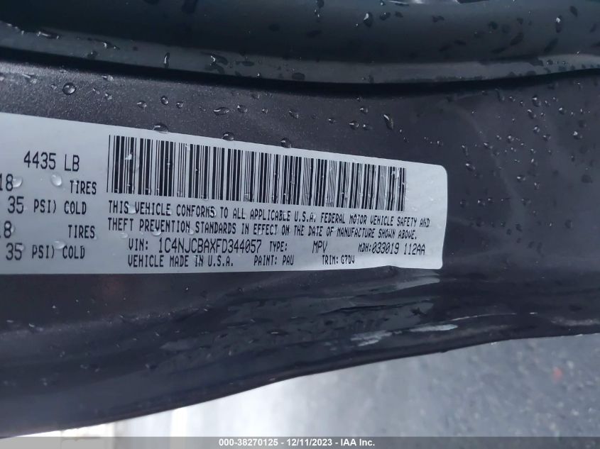 2015 JEEP COMPASS SPORT - 1C4NJCBAXFD344057