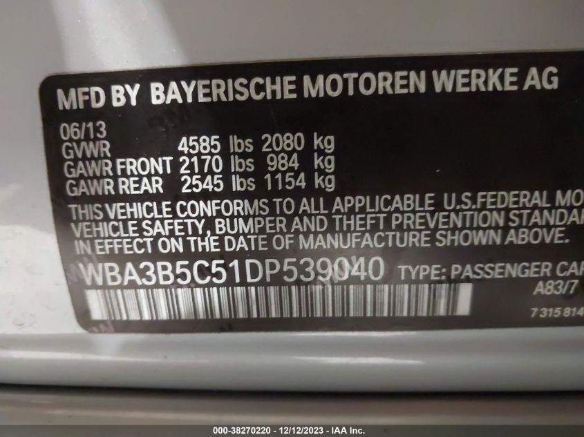 2013 BMW 328I XDRIVE - WBA3B5C51DP539040