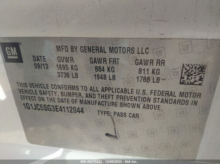 2014 CHEVROLET SONIC LT - 1G1JC5SG3E4112044