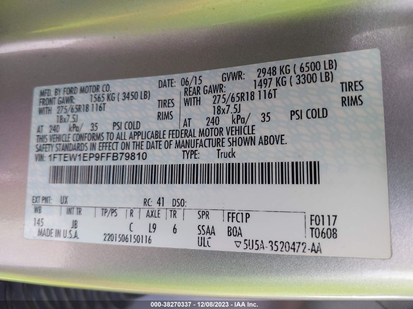 2015 FORD F-150 XLT - 1FTEW1EP9FFB79810