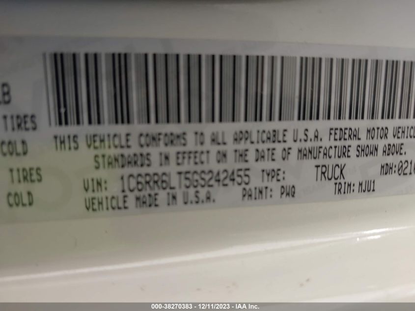 2016 RAM 1500 SLT - 1C6RR6LT5GS242455