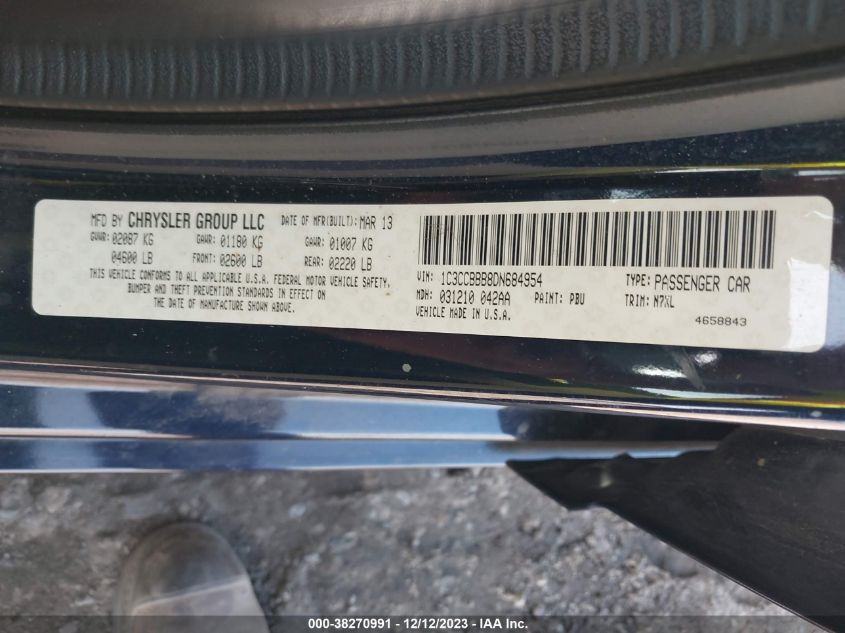2013 CHRYSLER 200 TOURING - 1C3CCBBB8DN684954