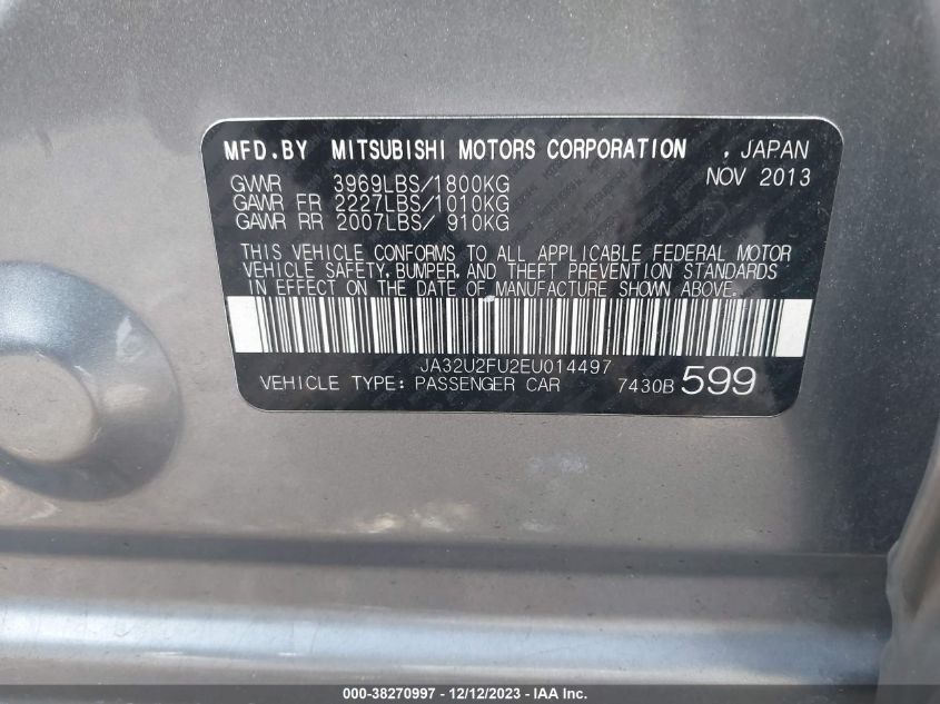 2014 MITSUBISHI LANCER ES - JA32U2FU2EU014497