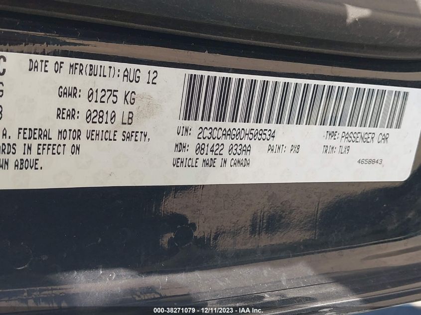 2013 CHRYSLER 300 - 2C3CCAAG0DH509534