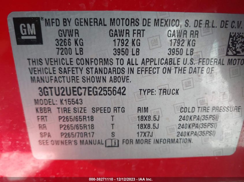 2014 GMC SIERRA 1500 SLE - 3GTU2UEC7EG255642