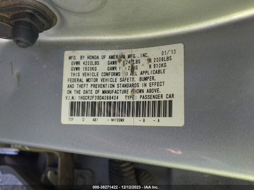 2013 HONDA ACCORD LX - 1HGCR2F39DA066404