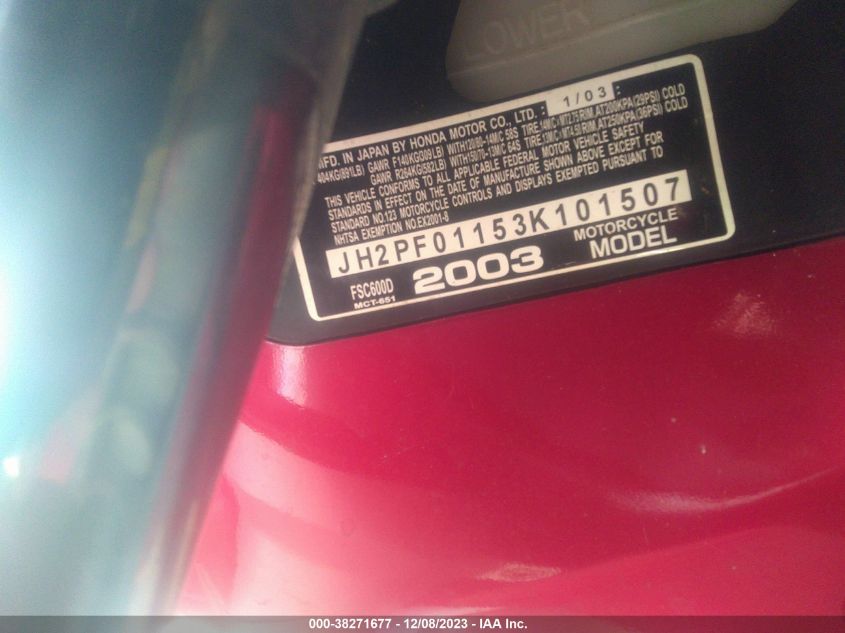 2003 HONDA FSC600 D JH2PF01153K101507