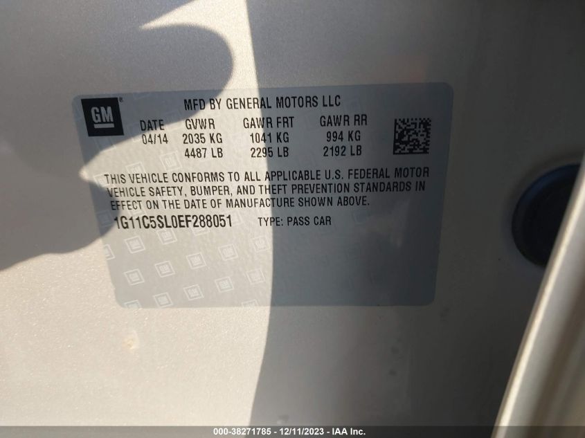 2014 CHEVROLET MALIBU 1LT - 1G11C5SL0EF288051