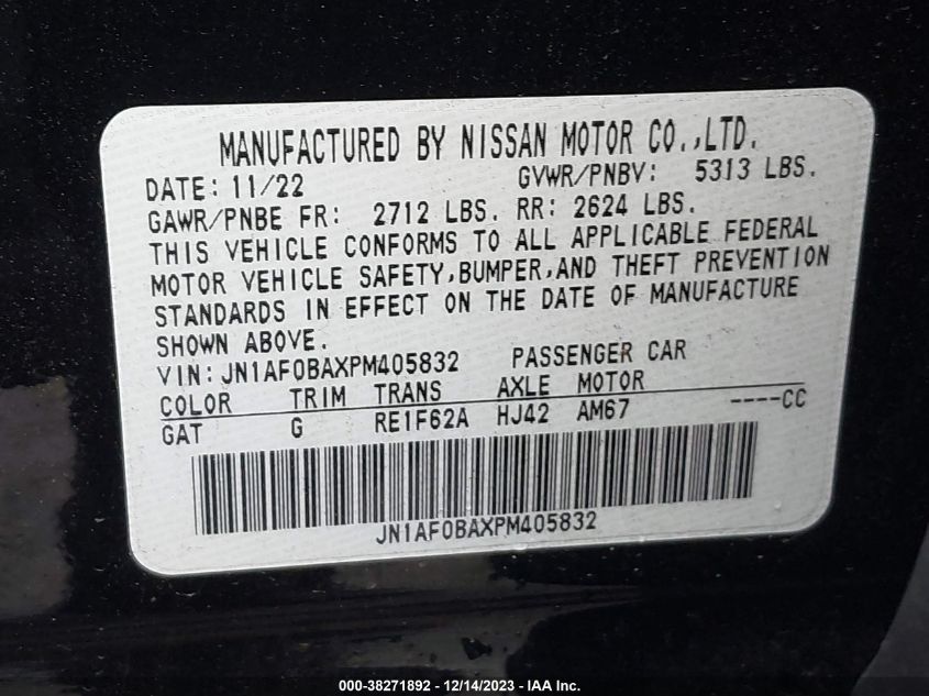 2023 NISSAN ARIYA ENGAGE JN1AF0BAXPM406832