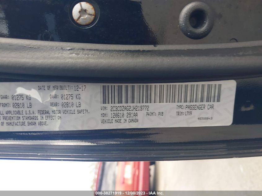 2018 DODGE CHALLENGER SXT - 2C3CDZAG2JH219772