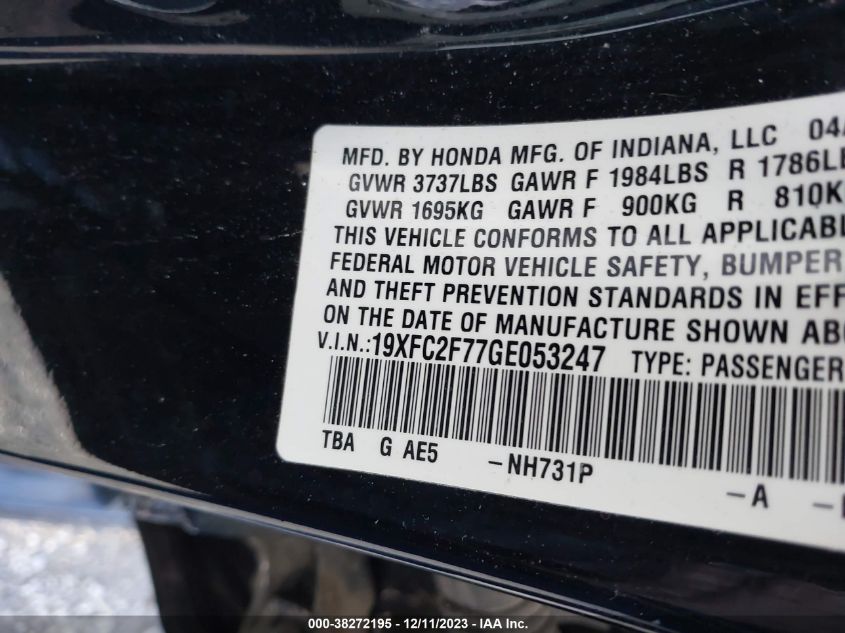 2016 HONDA CIVIC EX - 19XFC2F77GE053247