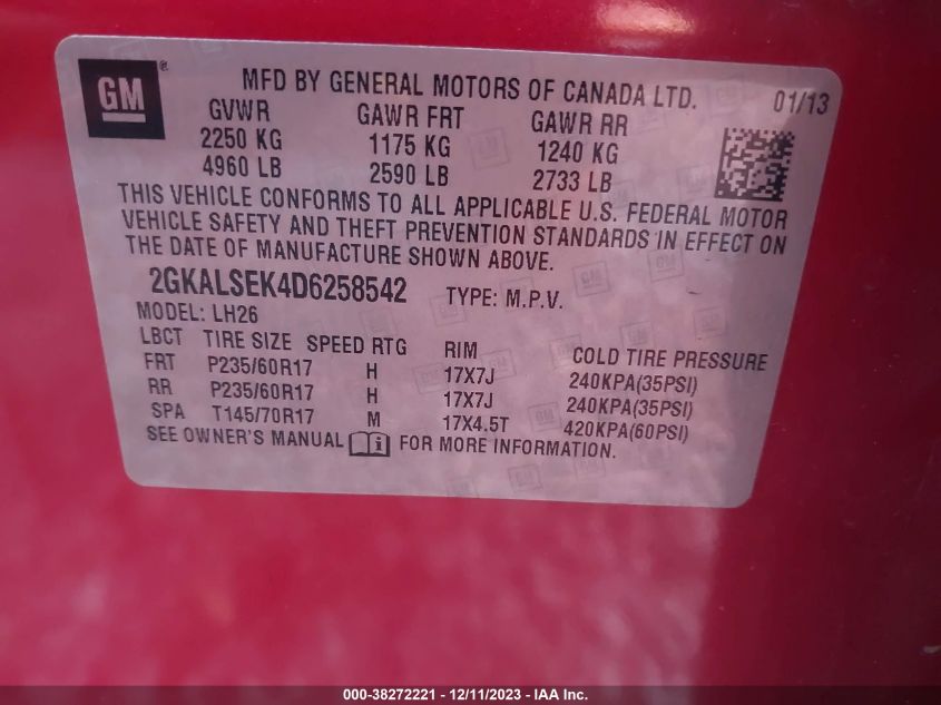 2013 GMC TERRAIN SLE - 2GKALSEK4D6258542