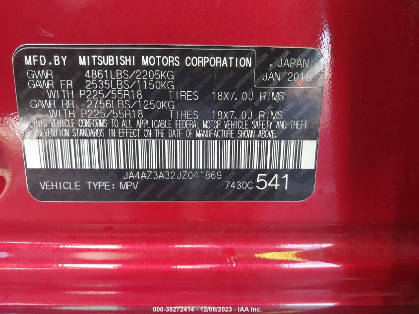 2018 MITSUBISHI OUTLANDER SE/SEL - JA4AZ3A32JZ041869