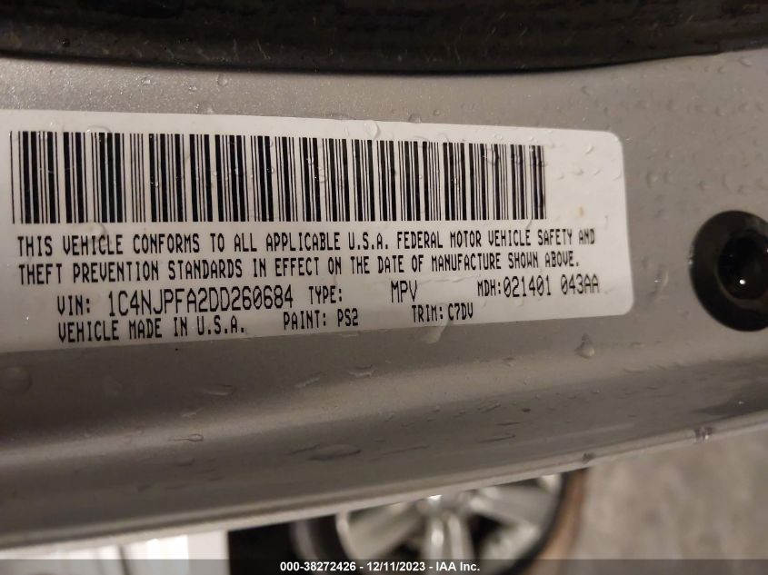 2013 JEEP PATRIOT LATITUDE - 1C4NJPFA2DD260684