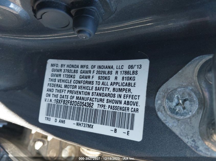 2013 HONDA CIVIC SDN EX - 19XFB2F82DE054362