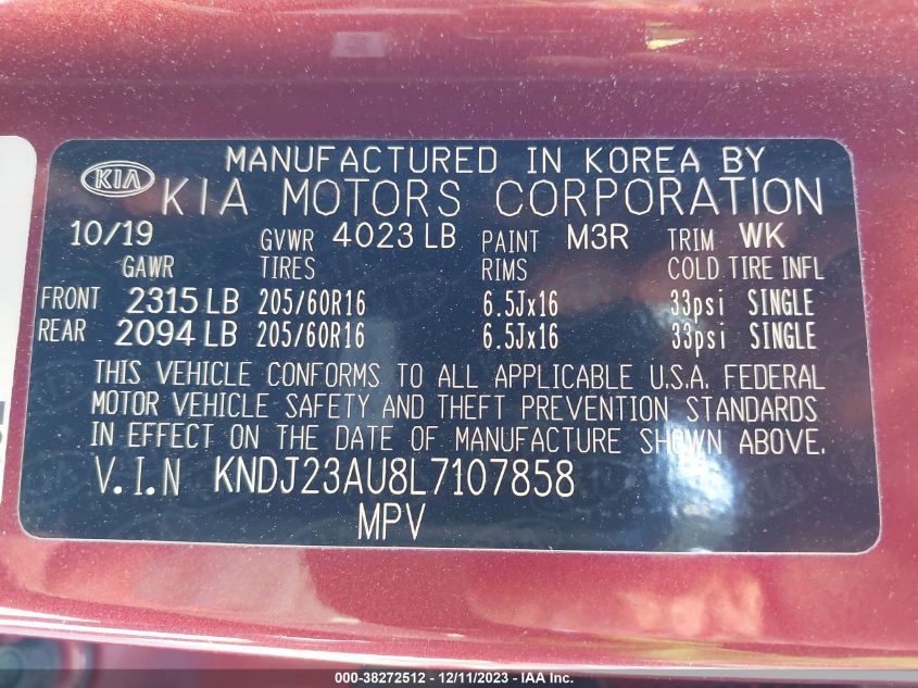 2020 KIA SOUL LX/X LINE/S - KNDJ23AU8L7107858