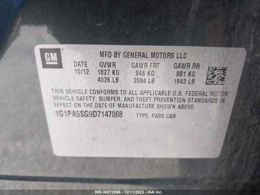 2013 CHEVROLET CRUZE LS - 1G1PA5SG9D7147068
