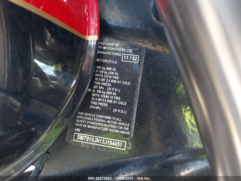 2003 TRIUMPH MOTORCYCLE SPEED MASTER SMT915JN13J164451