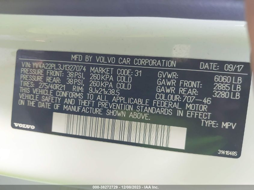 2018 VOLVO XC90 T6 - YV4A22PL3J1327074
