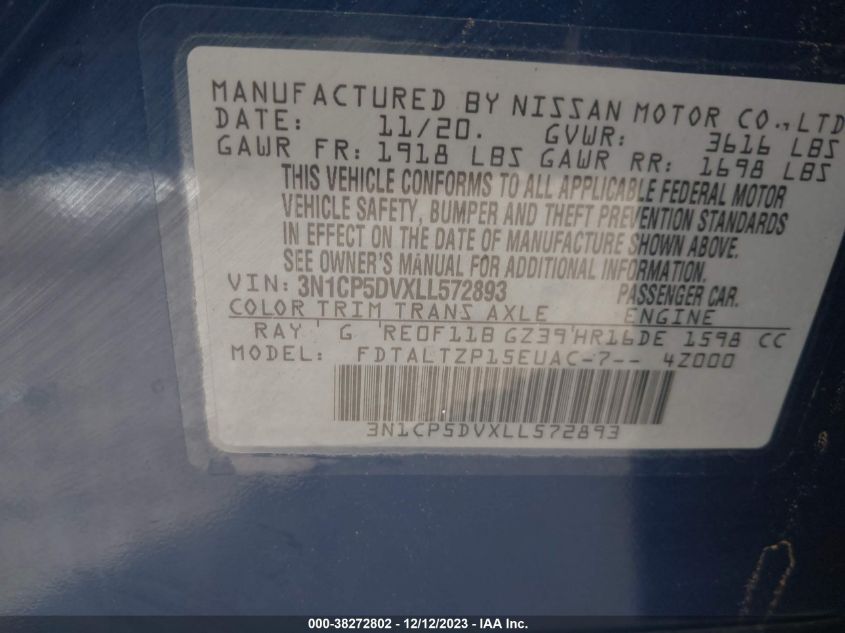 2020 NISSAN KICKS SR - 3N1CP5DVXLL572893
