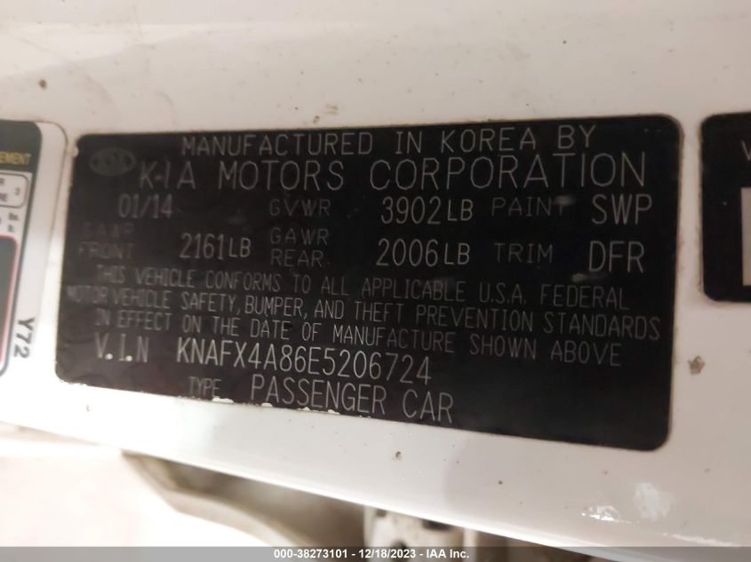 2014 KIA FORTE EX - KNAFX4A86E5206724