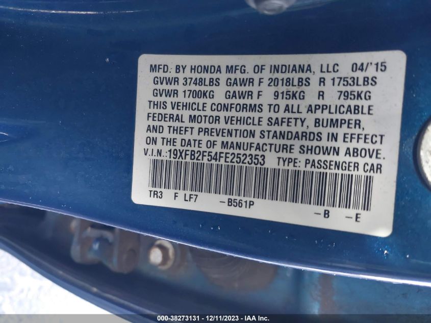 2015 HONDA CIVIC LX - 19XFB2F54FE252353