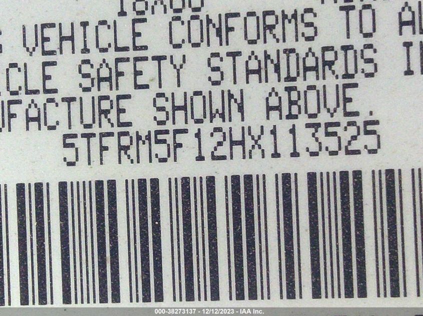 2017 TOYOTA TUNDRA SR 4.6L V8 5TFRM5F12HX113525