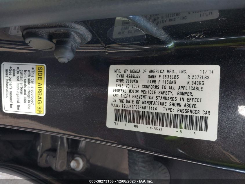 2015 ACURA TLX V6 TECH - 19UUB2F55FA011414