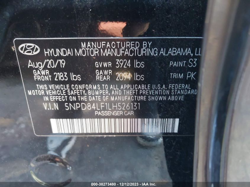 2020 HYUNDAI ELANTRA SEL/VALUE/LIMITED - 5NPD84LF1LH526131