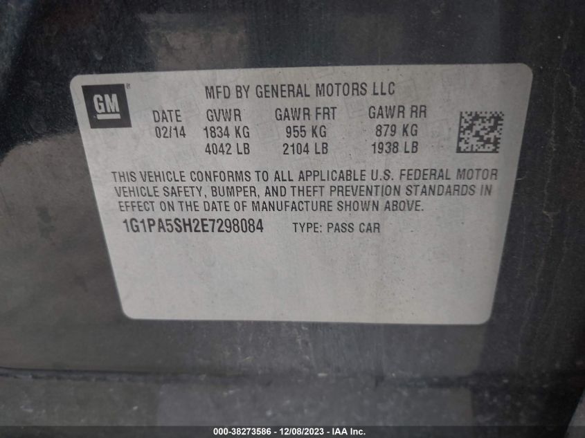 2014 CHEVROLET CRUZE LS AUTO - 1G1PA5SH2E7298084