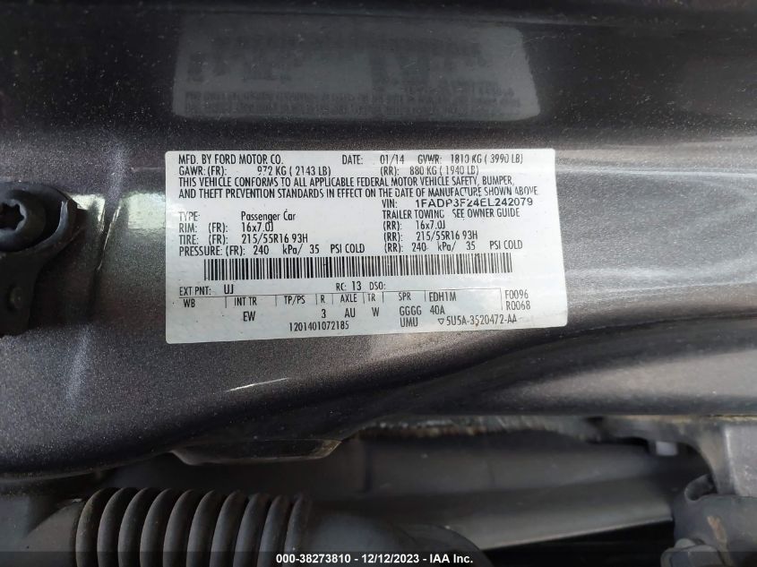 2014 FORD FOCUS SE - 1FADP3F24EL242079