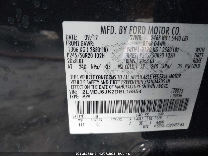 2013 LINCOLN MKX - 2LMDJ6JK2DBL15954