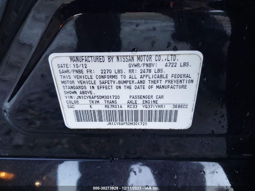 2013 INFINITI G37 JOURNEY JN1CV6AP5DM301720