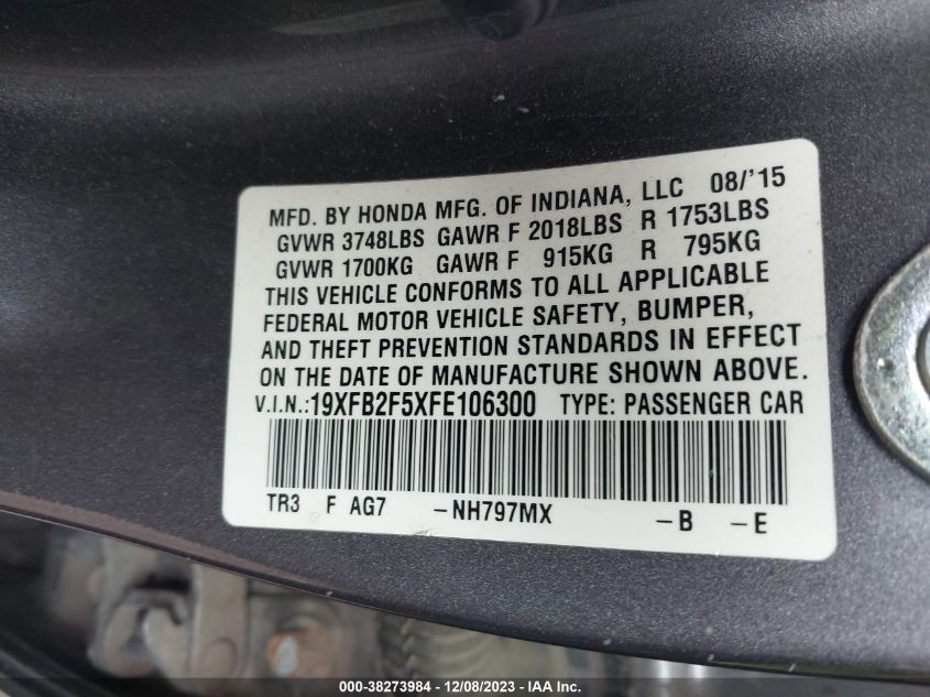 2015 HONDA CIVIC LX - 19XFB2F5XFE106300
