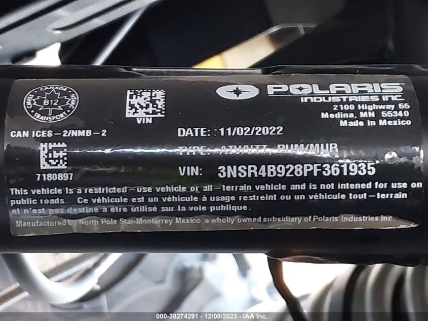 2023 POLARIS RZR PRO XP 4 PREMIUM - 3NSR4B928PF361935