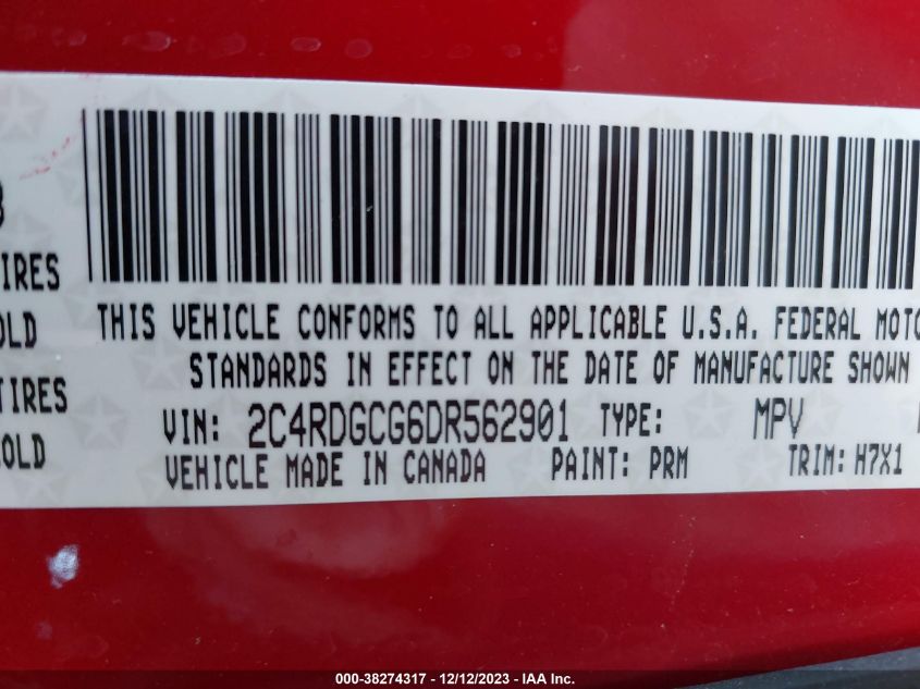 2013 DODGE GRAND CARAVAN SXT - 2C4RDGCG6DER56290